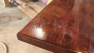 Orange peel over a stain application