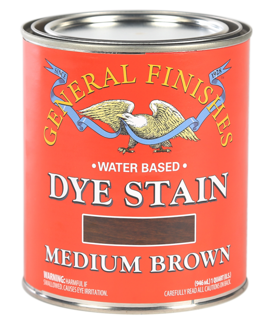 General Finishes Medium Brown Water Based Dye Stain, Quart